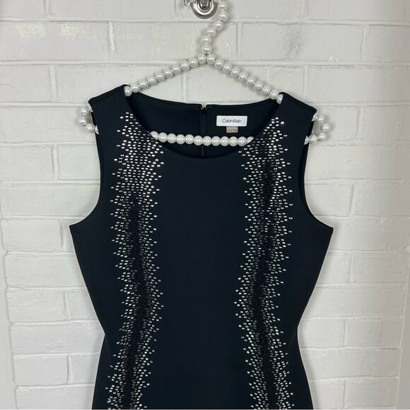 Calvin Klein Black Embellished Detail Sleeveless Dress Size 8 - Picture 5 of 13